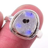 Natural Rainbow Moon Stone Gemstone Handmade 925 Sterling Silver Ring S.7 z9r11 gray