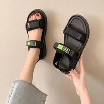 Non-slip Thick Soled Beach Shoes Hook&Loop Sandals Female Trend Fashion Casual Shoes Student Fairy Wind Summer Net Celebrity Ins Outside Wear 35 juoda