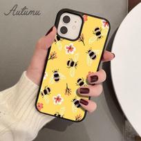 Bitės telefono dėklas iPhone 11 12 13 14 Pro Max mini X XR XS SE 2020 5 6S 7 8 Plus Samsung Galaxy S21 S22 dangtelis korpusas iPhone 5 5s SE black