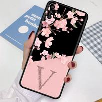 Case For Samsung Galaxy A52 A12 A32 A51 A21s A71 A13 A53 A22 A31 A72 A03 A02s Phone Shell Custom Cherry Blossom Flower Initial M Samsung A72 4G(5G)
