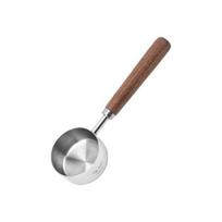 Stainless Steel Measuring Cups with Wood Handle Coffee Bean Graduated Measuring Spoon for Cooking Baking Dog Cat Food 60ML