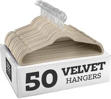 50PCS Velvet Hangers Shirt Clothes Drying Rack Wardrobe organizer And storage For Coats Pants Dress Rack Balcony Home Accessory 50PCS beige