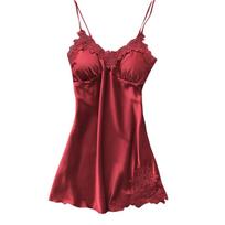 Women's Sexy Seductive Short Skirt Lace Allure Sling Pajamas Housewear S raudona
