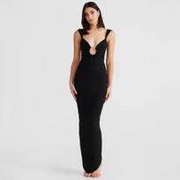 Elegant Sleeveless Solid Skinny Dress Women  Sexy Hollow Out Fishtail Long Dresses Female Nightclub Casual Irregular Fashion Party Clothing S juoda