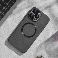Prabangi belaidė įkrova Magsafe nailono audinio dėklas iPhone 16 15 Pro Max 14 Plus 13 Pro plonas matinis magnetinis smūgiams atsparus buferio dangtelis iPhone 15 juoda
