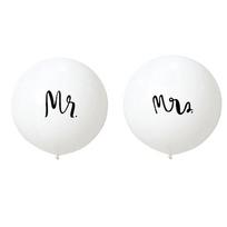 36inch Giant Round White Print Mr&Mrs Latex Balloons Wedding Valentine's Day Propose Mariage Globos Blloon Decoration Supplies 36 inch
