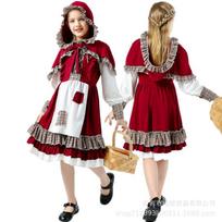 Helovino mergaičių viduramžių dvaro ūkio tarnaitės cosplay kostiumai su gobtuvu Raudonkepuraitės vaidmenų žaidimo scenos pasirodymo persirengimas S smėlis
