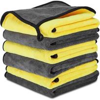 Microfiber Car Cleaning Soft Microfiber Cloths for Indoor/Outdoor,Absorbent Car Drying Cloth,Double-Sided Microfiber Cloth,Car Care Polishing Cloth 58.4*27.9cm,5Pcs pilka/geltona