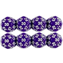 D30 Skaitmeniniai kauliukai 8 vnt., tinkami žaidimams, 8 spalvų kauliukai violetinė