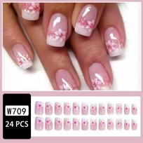 Square French Fake Nails Popping Rose Pink Popping Petal Nail Sweet Ins Style Wear Nails pink