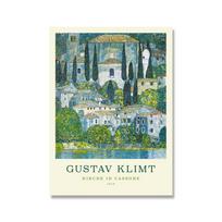 Gustavo Klimto kraštovaizdžio sodo parko sienų meno plakatas Klimto modernus drobės spaudinys ir panelės bučinys tapybos paroda Namų dekoras 21x30cm No Framed gray