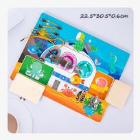 Children Unlock Busy Board Toys Montessori Teaching Life Skills Training DIY Activity Board Education Learning Toy For Preschool blue