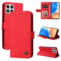 „Honor X8 5G / X6 Skin Feel Life Tree“ metalo mygtuko odinis telefono dėklas For Honor X8 5G / X6 raudona