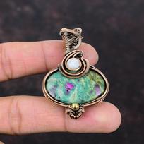 Ruby Fuchsite Pendant Copper Wire Wrapped Pendant Handmade Pendant Rainbow Moonstone Gemstone Pendant Antique Copper Jewelry Gift For Mother