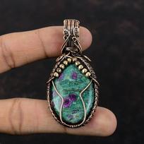 Ruby Fuchsite Pendant Copper Wire Wrapped Pendant Dainty Jewelry Handmade Amazing Pendant Copper Wire Wrap Jewelry Gemstone Pendant For Gift