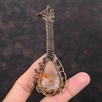 Sunstone Copper Wire Wrapped Pendant Unique Guitar Pendant Gemstone Copper Jewelry Handmade Designer Pendant Wrapped Pendant Gift For Mother gray