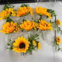 Dirbtinis saulėgrąžų korsažo modeliavimas, vestuvių gėlė Boutonniere plaukų aksesuarai nuotakos jaunikiui orange