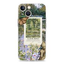 Telefono dėklas skirtas iPhone 15 14 13 12 Mini 11 Pro Max XS X XR 7 8 Plus skaidrus smūgiams atsparus silikoninis TPU dangtelis Claude Monet Art iPhone 15 Plus gray