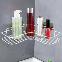 Bathroom Shelf Shower Corner Wall-mount Shampoo Storage Holder with Suction Cup No Drilling Kitchen Bathroom Shelves Spice Rack 2Pcs