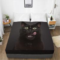 Namų tekstilė Šuo Katė 3D spausdinimo raštas Patalynė Čiužinio Užvalkalas Elastinė juosta Patalynė Patalynė 120x200 black