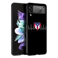 UK Heartbeat Flag China Love Line Phone Case for Samsung Galaxy Z Flip 3 4 5 Black Folding Mobile Shell Hard PC Protect Cover Samsung Z Flip 4