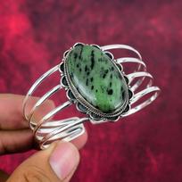 Ruby Zoisite Bangle Gemstone Jewelry, 925 Solid Sterling Silver Handmade Bangle, Latest Design Cuff Jewelry Adjustable žalia