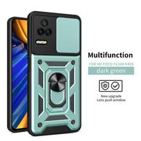 Skirta Xiaomi POCO F4 5G dėklas Magnetinis žiedo laikiklis Šarvuotas galinis dangtelis Poco Poko Pocco Little F4 F 4 Slankiojančio fotoaparato apsaugos apvalkalas For POCO F4 5G sidabras