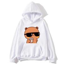 Couple hoodie Boo Boo is watching a movie with a dudu plus size sweatshirt cartoon Kawaii printed jumper Harajuku men and women S