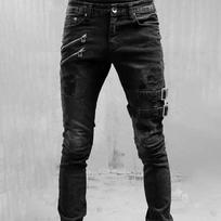 Vintage Slim  Casual Street Style  Men's Fashion Motorcycle JeanHip Hop Retro Denim Jeans Plus Size Plus Size XXXL juoda