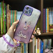 Blizgantis, galvanizuotas, apsaugantis nuo kritimo mobiliojo telefono dėklas skirtas Transsion InfinixTECNO P40 ir NOTE30VIP. Su miela zuikio mergaitės dizainu. TECNO POP5PRO gray