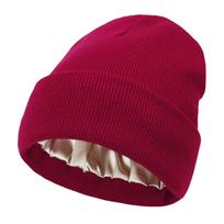 Žieminė kepurė moterims, su šilkiniu satino pamušalu, beanie kepuraitės, stambaus mezgimo kepurės, vyrams, šiltos, madingos, moteriškas bonetas, kaukolės kepurės, vyriškos, moteriškos, balaklava kepurės One Size black