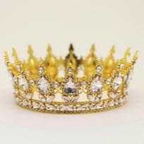 Nuotakos apvali didelė karūna baroko stiliaus vestuvių tiara retro spalvos krištolinė karalienė suaugusiems beige