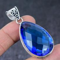 Tanzanito kvarco brangakmenio rankų darbo 925 svarų sterlingų sidabro dovanos pakabukas 2,25  f8p27 blue