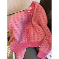 Autumn New Vintage Long Sleeve Cardigan Sweater Women Winter Fashion Sweet Button Knit Sweaters Cardigans Women Elegant Casual Knitwear Tops 24617 One Size rožinė raudona spalva