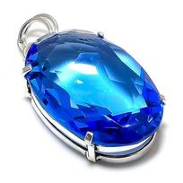 London Blue Topaz Gemstone Handmade 925 Sterling Silver Gift Pendant 2.01  D9F68