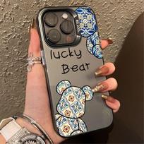 Madingas robotas meškinas iPhone 15 Pro dėklas Apple 12, 11XsMax, XR/X. iPhone 7 Plus/8 Plus gray