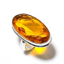 Honey Topaz Gemstone Handmade 925 Sterling Silver Gift Jewelry Ring Size 8 b5H89