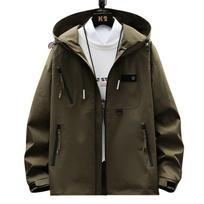 Men's Fall and Winter Single Layer Plus Size Hooded Jacket Outdoor Windproof Jacket Softshell Zipper Jacket 8XL black