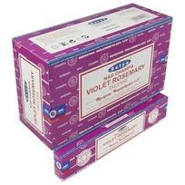 Satya Nag Champa violetinės rozmarino smilkalų lazdelės Agarbatti 180 gramų dėžutė | 12 pakuočių po 15 gramų dėžutėje | Eksporto kokybė ruda