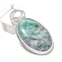 Natural Ruby Fuchsite Gemstone 925 Sterling Silver Jewelry Pendant 1.89  j1W19