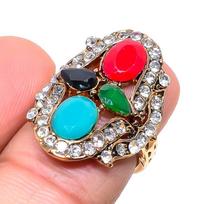 Red Ruby  Natural Angelite Gemstone Handmade Jewelry Ring Size 5.5 F0b73