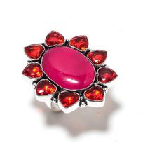 Ruby  Natural Garnet Gemstone 925 Sterling Silver Jewelry Ring Size 7 t7j78