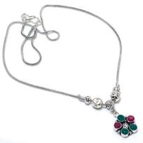 Kashmir Ruby, Emerald Natural Gemstone Handmade Gift Necklace 18  m0i34