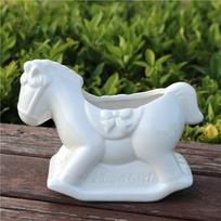 Ceramic Rocking Horse Flower Pot Decorative Desktop Porcelain Hobbyhorse Planter Pot Trinket Ornament Craft Accessories balta