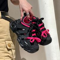 New Hong Kong-style Gray Versatile Little Dad Shoes Thick-soled and Lightweight Student Sports Shoes 35 juoda