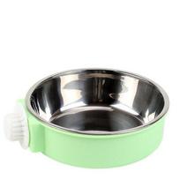 Crate Dog Bowl Removable Stainless Steel Pet Kennel Cage Hanging Food Bowls & Water Feeder for Puppy, Cat, Rabbit ,Small Animals M žalia