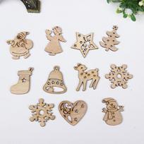 100 Pcs Festival Supplies Christmas Day Decorations Pendants Natural Retro Colors Creative Cartoon Wood Chips DIY Wood Chips 100pcs beige