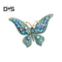 Butterfly Shape Brooch Corsage Sparkling Decoration Gift for Women Girls Fashion Rhinestone Accessory for Christmas Wedding Birthday tamsiai mėlyna spalva