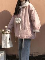 Winter Korean Sweet Warm Lamb Wool Coat Women Chic Cute Two Sided Wear Patchwork Thick Clothes College Style Casual Fashion Outerwear S abrikosas/rožinė