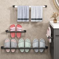 Bathroom Slipper Rack Towel Rack Perforation-free Balcony Shoe Rack Adhesive Living Room Shoe Rack Wall Hanging Slipper Storage gray